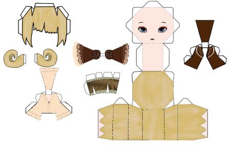 Çocuklar İçin  Chibi Bebekleri Kağıt Kübik Oyuncaklar Şablonu  