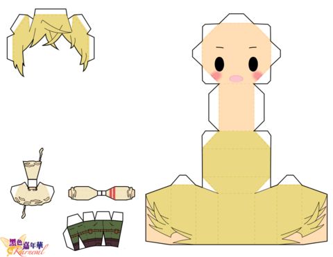 Çocuklar İçin  Chibi Bebekleri Kağıt Kübik Oyuncaklar Şablonu  