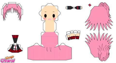 Çocuklar İçin  Chibi Bebekleri Kağıt Kübik Oyuncaklar Şablonu  