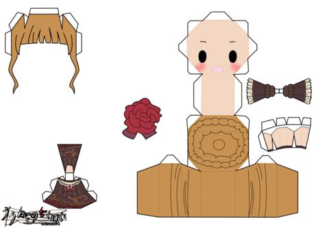 Çocuklar İçin  Chibi Bebekleri Kağıt Kübik Oyuncaklar Şablonu  