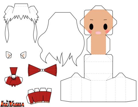 Çocuklar İçin  Chibi Bebekleri Kübik Kağıt Katlama  Şablonu  