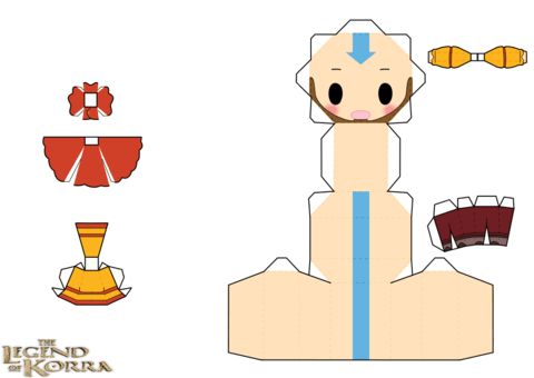 Çocuklar İçin  Legend of Korra Kağıt Kübik Oyuncaklar Şablonu  
