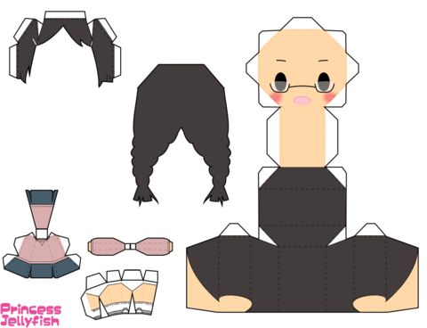 Çocuklar İçin  Princess Jellyfish Kağıt Kübik Oyuncaklar Şablonu  