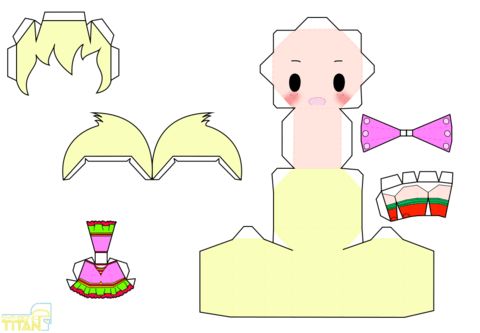 Çocuklar İçin  Chibi Bebekleri Kübik Kağıt Katlama  Şablonu  