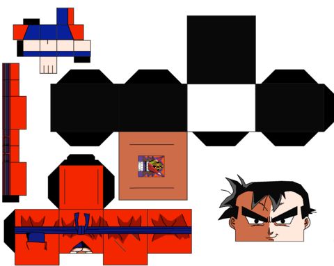 Çocuklar İçin  Dragon Ball Kağıt Kübik Oyuncaklar Şablonu  
