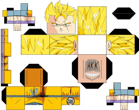Çocuklar İçin  Dragon Ball Kağıt Kübik Oyuncaklar Şablonu  