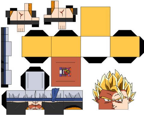 Çocuklar İçin  Dragon Ball Kağıt Kübik Oyuncaklar Şablonu  