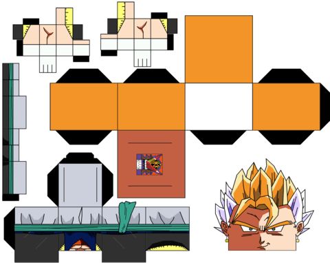 Çocuklar İçin  Dragon Ball Kağıt Kübik Oyuncaklar Şablonu  