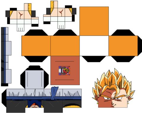 Çocuklar İçin  Dragon Ball Kağıt Kübik Oyuncaklar Şablonu  