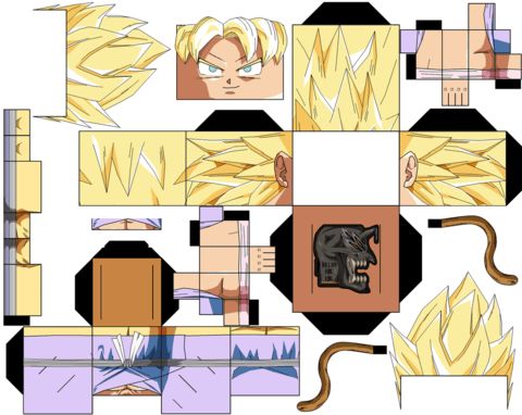 Çocuklar İçin  Dragon Ball Kağıt Kübik Oyuncaklar Şablonu  