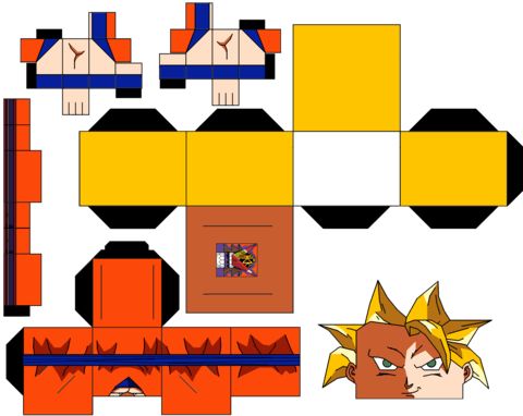 Çocuklar İçin  Dragon Ball Kağıt Kübik Oyuncaklar Şablonu  