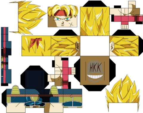 Çocuklar İçin  Dragon Ball Kağıt Kübik Oyuncaklar Şablonu  