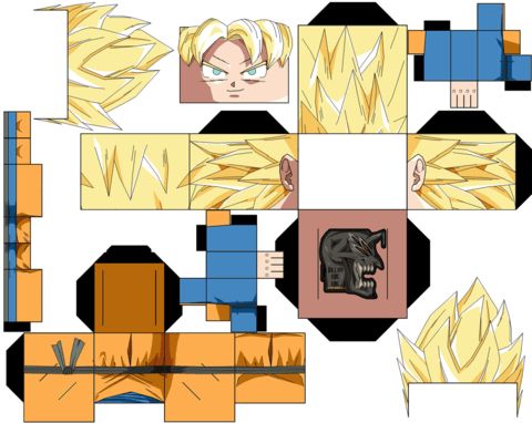 Çocuklar İçin  Dragon Ball Kağıt Kübik Oyuncaklar Şablonu  