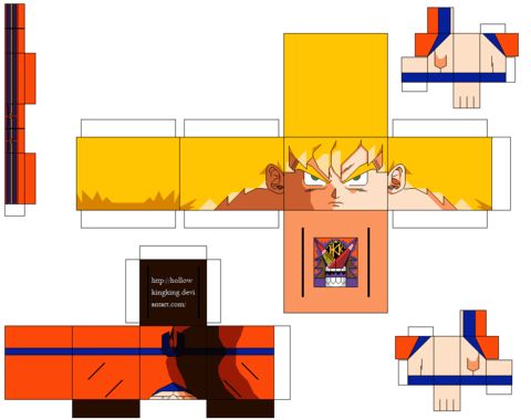 Çocuklar İçin  Dragon Ball Kağıt Kübik Oyuncaklar Şablonu  