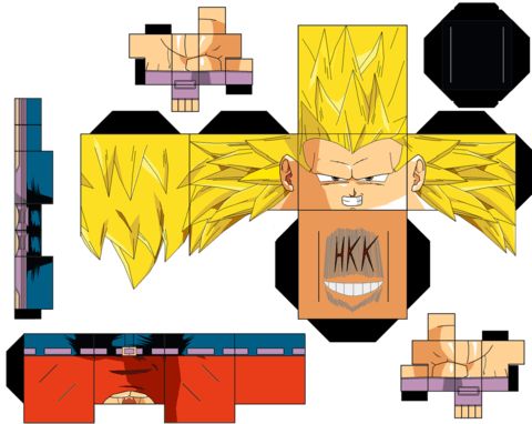 Çocuklar İçin  Dragon Ball Kağıt Kübik Oyuncaklar Şablonu  