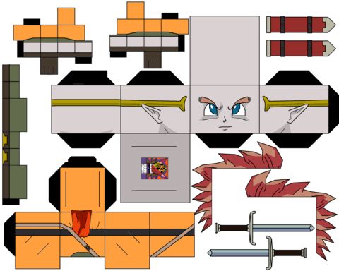 Çocuklar İçin  Dragon Ball Kağıt Kübik Oyuncaklar Şablonu  