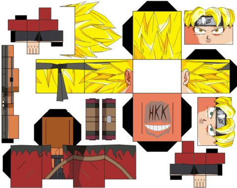 Çocuklar İçin  Dragon Ball Kağıt Kübik Oyuncaklar Şablonu  