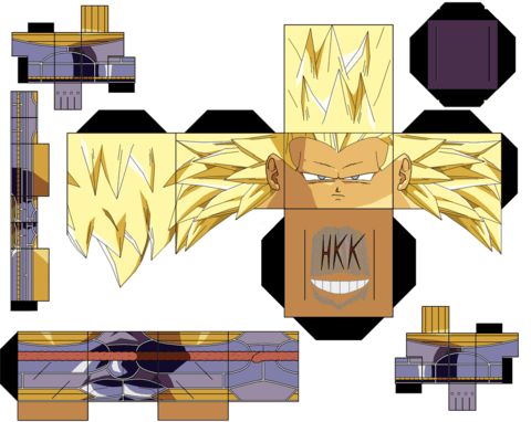 Çocuklar İçin  Dragon Ball Kağıt Kübik Oyuncaklar Şablonu  