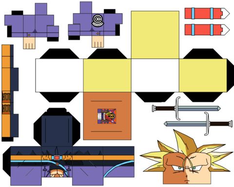 Çocuklar İçin  Dragon Ball Kağıt Kübik Oyuncaklar Şablonu  