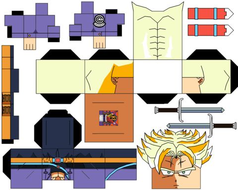 Çocuklar İçin  Dragon Ball Kağıt Kübik Oyuncaklar Şablonu  