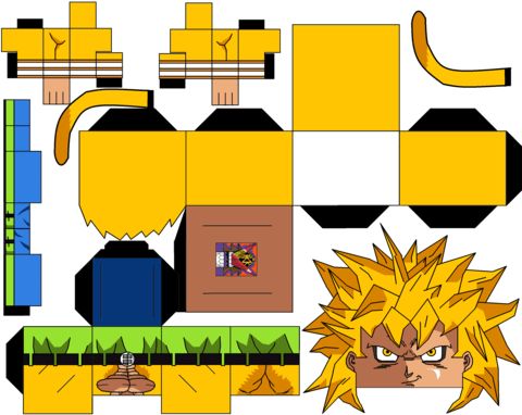Çocuklar İçin  Dragon Ball Kağıt Kübik Oyuncaklar Şablonu  