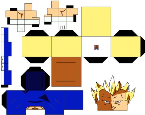 Çocuklar İçin  Dragon Ball Kağıt Kübik Oyuncaklar Şablonu  