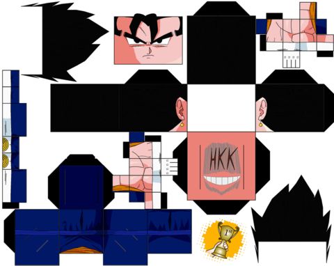 Çocuklar İçin  Dragon Ball Kağıt Kübik Oyuncaklar Şablonu  