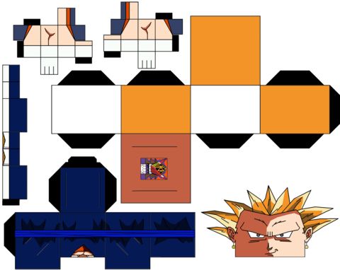 Çocuklar İçin  Dragon Ball Kağıt Kübik Oyuncaklar Şablonu  