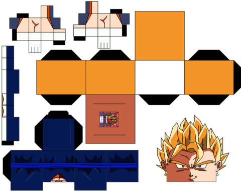Çocuklar İçin  Dragon Ball Kağıt Kübik Oyuncaklar Şablonu  