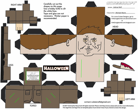 Çocuklar İçin  Halloween Kağıt Kübik Oyuncaklar Şablonu  
