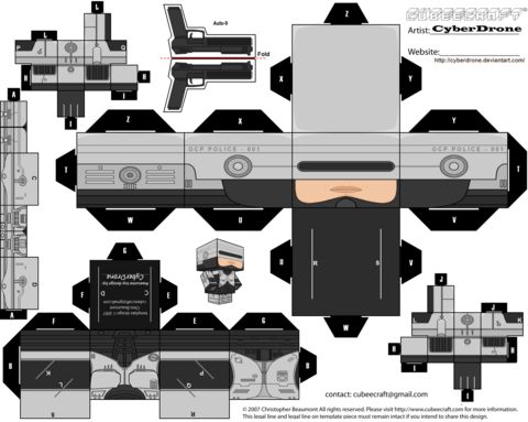 Çocuklar İçin  Robocop Kağıt Kübik Oyuncaklar Şablonu  