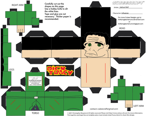 Çocuklar İçin  Dick Tracy Kağıt Kübik Oyuncaklar Şablonu  