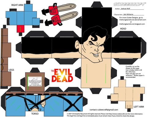 Çocuklar İçin  Evil Dead Kağıt Kübik Oyuncaklar Şablonu  