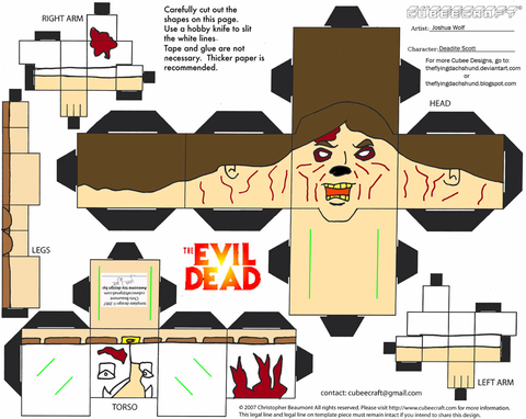 Çocuklar İçin  Evil Dead Kağıt Kübik Oyuncaklar Şablonu  