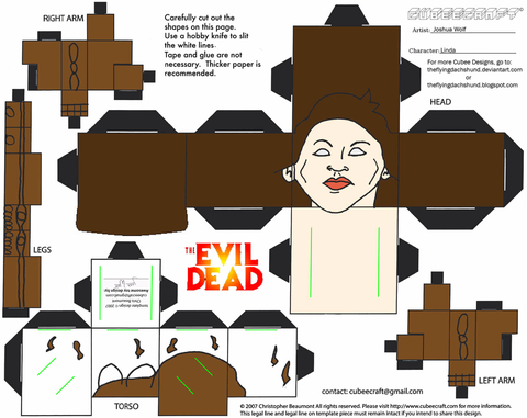 Çocuklar İçin  Evil Dead Kağıt Kübik Oyuncaklar Şablonu  