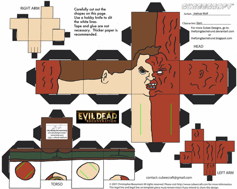 Çocuklar İçin  Evil Dead Kağıt Kübik Oyuncaklar Şablonu  
