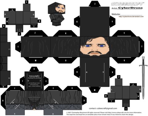 Çocuklar İçin  Game of Thrones Kağıt Kübik Oyuncaklar Şablonu  