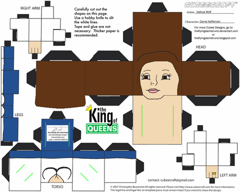 Çocuklar İçin  King of Queens Kağıt Kübik Oyuncaklar Şablonu  