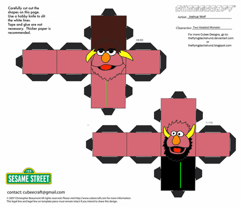 Çocuklar İçin  Muppet Show Kağıt Kübik Oyuncaklar Şablonu  