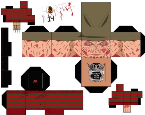 Çocuklar İçin  Nightmare on Elm Street Kağıt Kübik Oyuncaklar Şablonu  