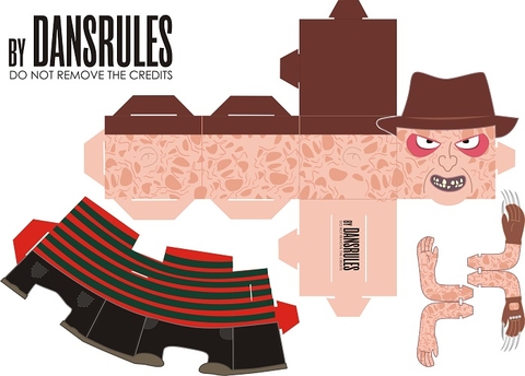 Çocuklar İçin  Nightmare on Elm Street Kağıt Kübik Oyuncaklar Şablonu  