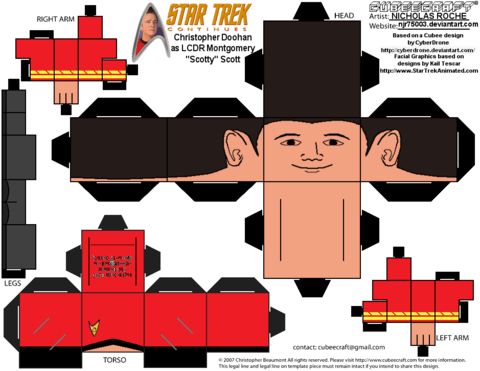 Çocuklar İçin  Star Trek Kağıt Kübik Oyuncaklar Şablonu  
