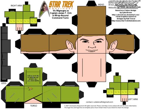 Çocuklar İçin  Star Trek Kağıt Kübik Oyuncaklar Şablonu  