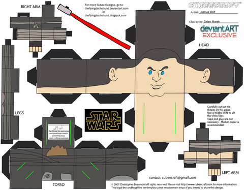 Çocuklar İçin  Star Wars Kağıt Kübik Oyuncaklar Şablonu  