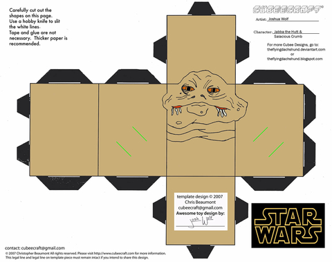 Çocuklar İçin  Star Wars Kağıt Kübik Oyuncaklar Şablonu  