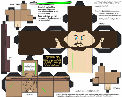Çocuklar İçin  Star Wars Kağıt Kübik Oyuncaklar Şablonu  