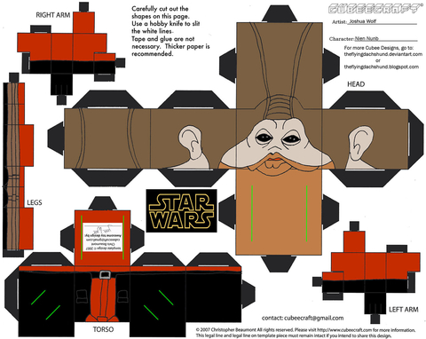 Çocuklar İçin  Star Wars Kağıt Kübik Oyuncaklar Şablonu  