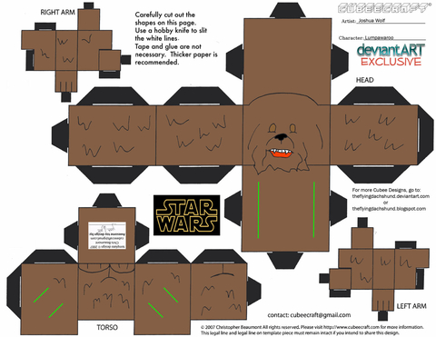 Çocuklar İçin  Star Wars Kağıt Kübik Oyuncaklar Şablonu  