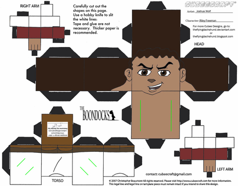 Çocuklar İçin  Boondocks Kağıt Kübik Oyuncaklar Şablonu  
