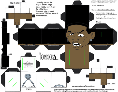 Çocuklar İçin  Boondocks Kağıt Kübik Oyuncaklar Şablonu  